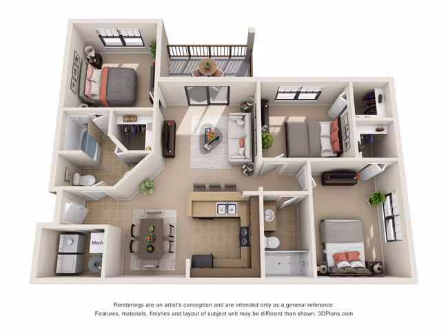 3 Beds • 2 Bath 08-106 floor plan